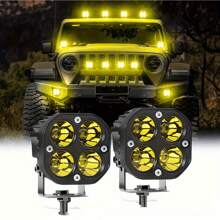 2pcs 3-Inch 40W LED Cube Pod Work Light Strip Driving Light Amber Off-Road 4000LM For 4WD Truck SUV ATV Shipshan Rock