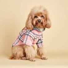 1 Áo khoác cho chó cưng, Áo khoác có mũ kẻ caro màu tương phản, Thích hợp cho chó và mèo cỡ nhỏ/vừa trong thời tiết lạnh, Quà tặng Giáng sinh - Hồng - Xem 6