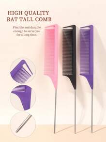 1 套 3 件套发型梳和刷子发刷 - 黑色 - 查看 2