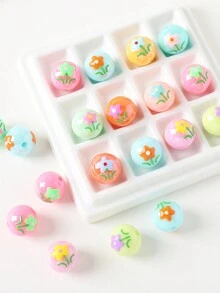 Hand-Painted Beads, Flower Series Round Beads, Acrylic Creative Beads, Variety Of Elegant And Cute Colors Suitable For Festivals, Gifts, Matching Accessories, And Daily DIY - Hand Painted Flower Beads - View 6