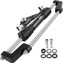 Hydraulic Outboard Steering Kit 300HP, Hydraulic Steering Kit Helm Pump,Hydraulic Boat Steering Kit With 22 Feet Hydraulic Steering Hose For Boat Steering System - 黑色 - 查看 1