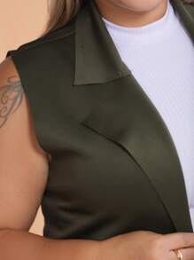 Max Women's Plus Size Long Open Neoprene Vest - xanh quân đội - Xem 6