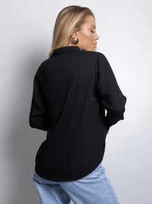 Women's Shirt Social Elegant Sophisticated Pocketless Classic Professional Casual Executive Fashion - 黑色 - 查看 5