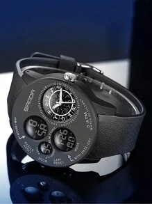SANDA New Arrival Fashion Cool Men's Watches Outdoor Sports Running Fishing Hiking Camping Electronic Wristwatch Constellation Dial Design Military Multifunctional Waterproof Wristwatch Calendar Week Alarm Clock 12/24 Hour Stopwatch For Christmas Birthday Halloween Thanksgiving Gifts