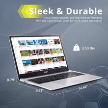 Chromebook 15.6" Full HD IPS Display, Intel Celeron N4500, 4GB LPDDR4 RAM, 64GB EMMC, Intel UHD Graphics, Numeric Keypad, WiFi 6, HD Webcam, Chrome OS, Pure Silver, 128GB Hotface USB Card - 銀色 - 查看 8