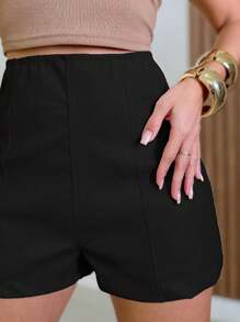 Basic Women's Short/ Leather Fabric 180 - 黑色 - 查看 2