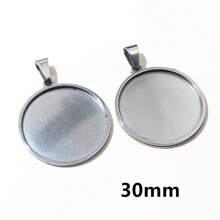 2 chiếc mặt dây chuyền bằng thép không gỉ đế trống phù hợp với Cabochon 20-40mm Khay viền Phụ kiện trang sức DIY - màu thép - Xem 10