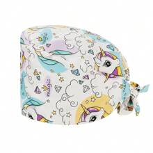 1 pieza Gorra de enfermera de poliéster con impresión digital para mujeres, antibacteriana y a prueba de polvo, apta para personal médico, hospital, limpieza del hogar, etc. - Multicolor - Ver 15