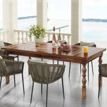 Tribesigns 62" Wooden Dining Table For 4-6 Persons, Oversized Rectangular Kitchen Table, Mealtime Table Kitchen & Dining Room Decor With Ornate Turned Legs, Home Decor Furniture, Walnut - 核桃 - 查看 9