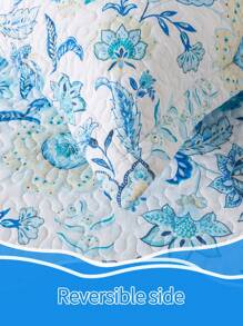 3 Pieces Garden Quilt Set - Lightweight Bedspreads With Colorful Floral Pattern - Farmhouse Quilt Bedding Sets For Bed Coverlet - Baby Blue - View 4