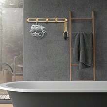 1 件 Goldes 锌合金壁挂式收纳架，壁挂式衣架无需打孔，多功能衣架，毛巾，淋浴球钥匙，杂物，家居卧室浴室，墙壁装饰，精美房间装饰 - 金色 - 查看 3