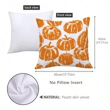 1pc Orange Stacked Pumpkin Decorative Throw Pillow Cover, Soft Peach Velvet Fabric, 45*45CM Cushion Cover, Suitable For Indoor Decor, Party, Gift - Multicolor - View 3