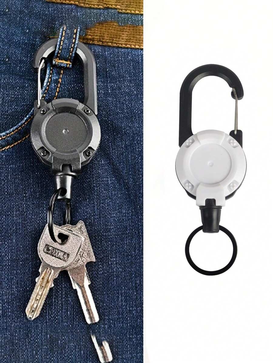 Anti-Theft Metal Elastic Keychain, Retractable Keychain For Outdoor Camping And Picnic Travel Accessories Travel Essentials Car Accessories Outdoor Accessories Air Plane Case Useful Things Summer Essentials Office Accessories - Multicolor - View 1
