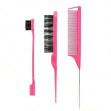 1 套 3 件套发型梳和刷子发刷 - 黑色 - 查看 15