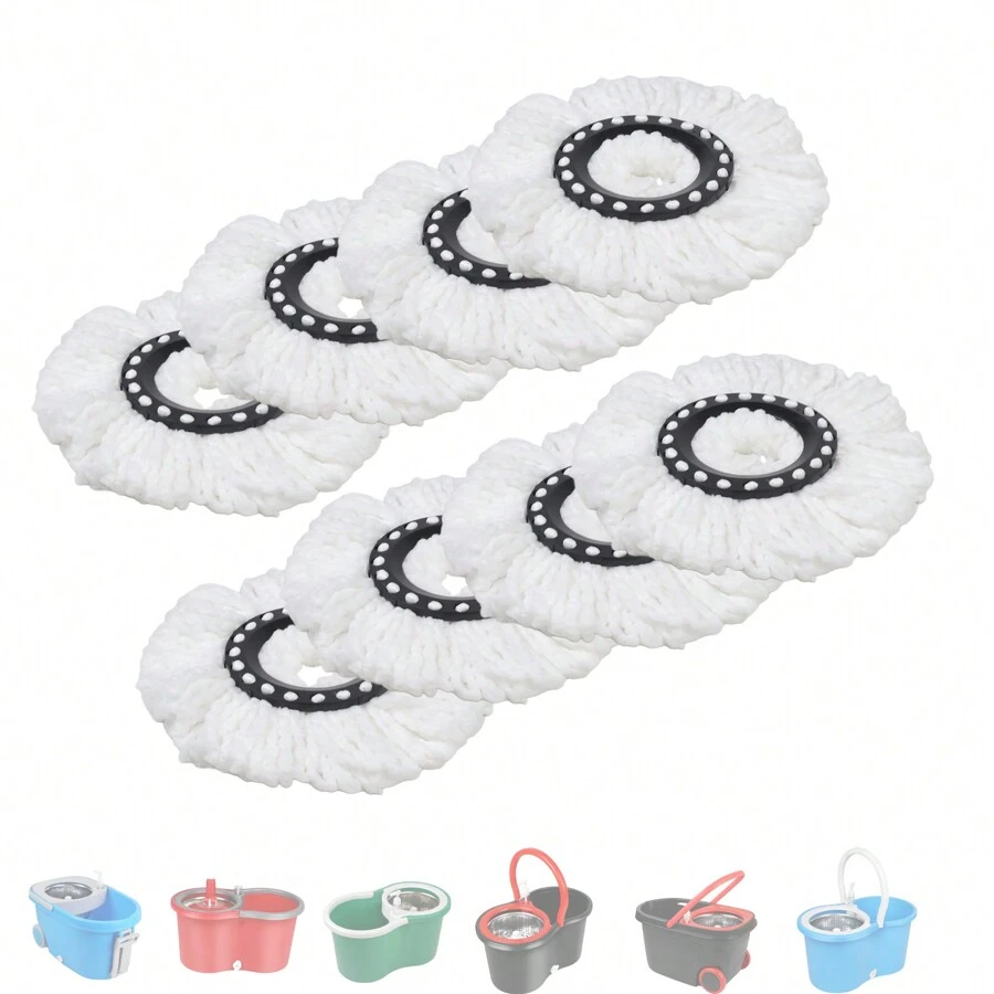 8 PCS Mop Heads Replacement, Microfiber Mop Refills, Easy Cleaning Spin Mop Replacement Heads For Floor Cleanin, Mop Bucket Set Accessories, Machine Washable, White - trắng - Xem 1