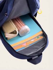 New Arrival Fashionable Cartoon Design Backpack With Small Pouch - Navy Blue - View 5