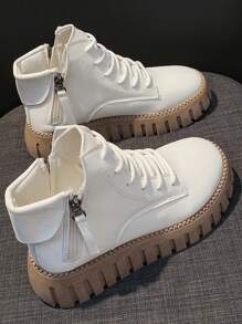 New High-Top Women Shoes, Thick Sole Shoes, Casual White Shoes, Sports Sneakers, Anti-Slip Boots, Versatile Ins Casual Shoes For All Seasons