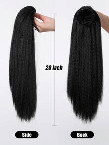 Long Straight Drawstring Ponytail Extensions Clip In Wavy Synthetic Hairpieces 20 Inch Black Ponytails Hair Piece Pony Tail Extension For Women - Black - View 5