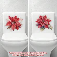 1 cái, Hoa màu đỏ, Trang trí nhà cửa, Miếng dán bồn cầu, Nhãn dán chống thấm nước, Không để lại dấu vết khi tháo ra, Thích hợp cho tường, Ngói, Cửa, Tủ, Nhà vệ sinh, Bồn tắm, Tủ lạnh và các bề mặt nhẵn khác - Nhiều màu - Xem 3