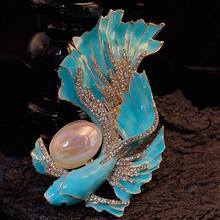 Broche grande de pez koi con esmalte vintage francés con efecto goteado, accesorio decorativo para abrigos de mujer - broche - Ver 4