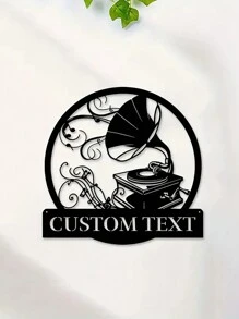 1 件定制铁吉他、相机、小提琴手、收音机、吉他墙艺术、个性化名称徽标用于房间装饰物品金属墙饰、家居装饰卧室浴室办公室学校海报 - 黑色 - 查看 1