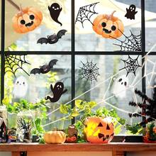 2pcs Halloween Pumpkin & Spider Web Decoration Stickers, Suitable For Smooth Surfaces Like Windows, Walls, Etc. - Multicolor - View 5