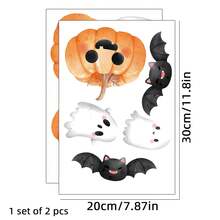 2pcs Halloween Pumpkin & Spider Web Decoration Stickers, Suitable For Smooth Surfaces Like Windows, Walls, Etc. - Multicolor - View 9