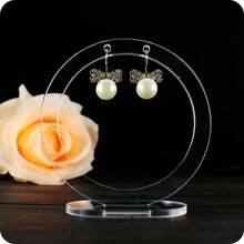 Stylish Acrylic Round Earring Display Stand Hanging Jewelry Holder Photography Props Rack Black White Transparent Ear Studs Organizer - Multicolor - View 3
