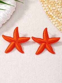 1 Par Fashionable Oceano Elemento Estrela Do Mar Orelha Studs & Brincos Para Atividades Ao Ar Livre , Festas E Turismo