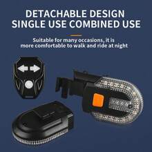 1pc USB Rechargeable Wireless Remote Control Bicycle Turn Signal Tail Light, Detachable Mountain Bike Night Riding Taillight - Black - View 3