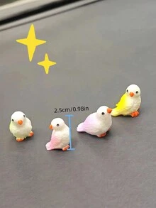 4 件汽车鸟饰品，可爱卡通鸟，动物树脂工艺饰品，节日小礼物！
