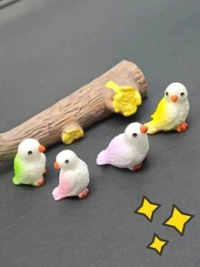 4 件汽车鸟饰品，可爱卡通鸟，动物树脂工艺饰品，节日小礼物！