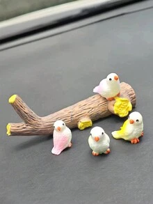 4 件汽车鸟饰品，可爱卡通鸟，动物树脂工艺饰品，节日小礼物！