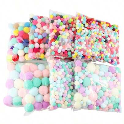 混合绒球 10/15/20/25/30 毫米迷你蓬松柔软绒球绒球毛球手工制作 DIY 工艺品家居装饰缝纫用品 20 克