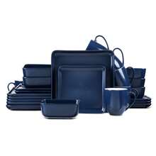 Amy Porcelain Dinnerware Set - Navy Blue - Multicolor - View 3