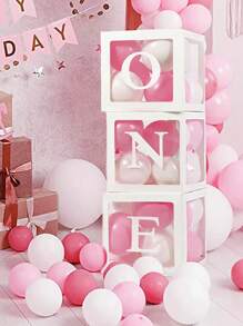 8 件/套 25 厘米白色透明盒和“LOVE”，情人节派对求婚婚礼生日装饰气球收纳盒，情人节房间装饰桌面装饰，装饰气球收纳盒，生日派对装饰礼品盒，宝贝淋浴派对装饰气球盒，派对礼物，背景摄影道具