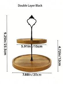 1 件乡村农舍风格木制水果和蛋糕展示架，2 层食物托盘，厨房，圣诞礼物 - 彩色 - 查看 7