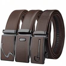 1 stuk heren casual leren riem met metalen automatische gesp, luxe merk zakelijke werkriem zomer, school
