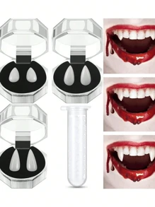 1 chiếc Nanh ma cà rồng, Răng giả thật với 3 kích cỡ, Đạo cụ Nanh răng ma cà rồng, Tiệc Halloween, Cosplay, Trang phục ma cà rồng dành cho người lớn, Đạo cụ nhập vai Phụ kiện trang phục ma cà rồng cho tiệc tùng và Cosplay, Gel răng rắn phù hợp, Giáng sinh - Nhiều màu - Xem 2