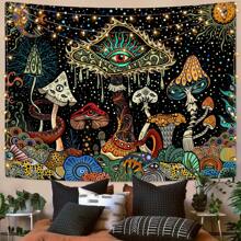 Hippie Tapestry Mushroom Tapestry For Bedroom Aesthetic Witchy Tapestries Wall Hanging Hippie Room Mushroom Decor - Black - View 2