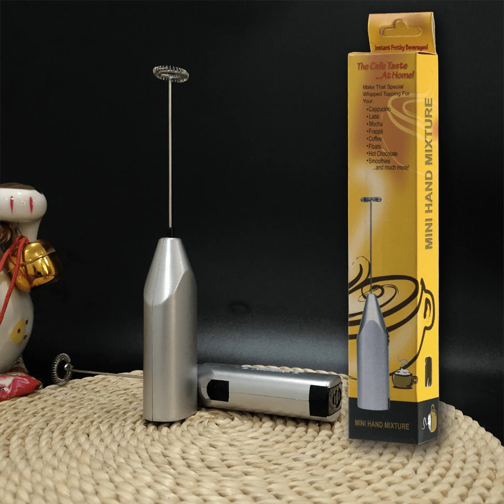 Espumador de leche eléctrico de mano, fabricante de espuma de leche para café y leche - Plateado - Ver 1