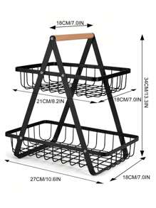 Contenedor Frutero Canasta de 2 Niveles Desmontable Negro - Negro - Ver 4