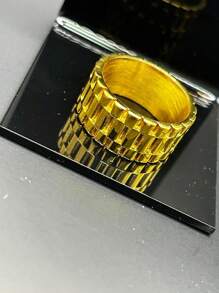 Men's Luxury Stainless Steel Ring With Gold Watch Band - 金色 - 查看 2