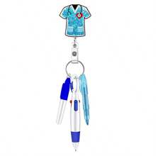 1set Nurse Pen Set Include 1 Piece Tip Highlighter 1 Piece Permanent Marker Pen And 1 Piece Retractable Ball Pen Pack With 1 Piece Nurse Badge Clip Retractable ID Name Reels