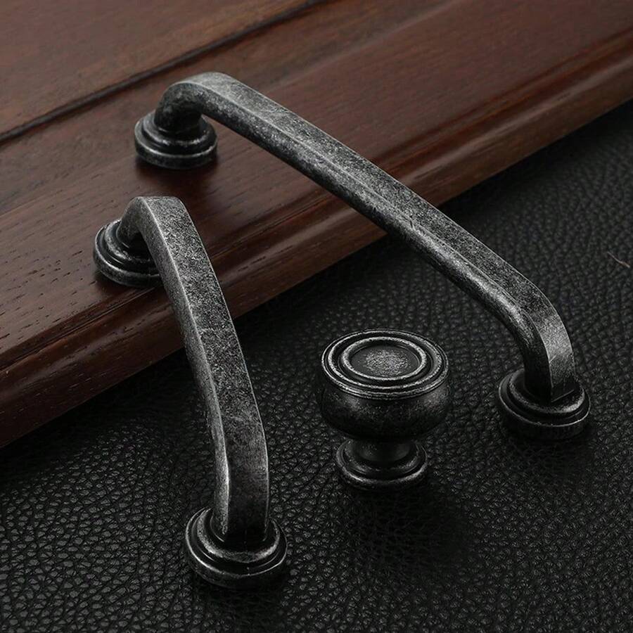 1pc Retro Cupboard Pull Handles Metal Ancient Iron Zinc Alloy Wardrobe Kitchen Drawer Cabinet Door Handle Furniture Knobs Hole Distance 96mm/128mm/ Single Hole - Ancient Iron - View 1