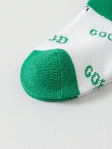 5pairs Children Seamless Socks, Striped & Letter Print, Mesh, For Boys, Spring & Summer, (1-2),(2-3),(3-8)Years - Multicolor - View 4