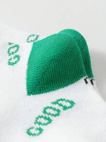 5pairs Children Seamless Socks, Striped & Letter Print, Mesh, For Boys, Spring & Summer, (1-2),(2-3),(3-8)Years - Multicolor - View 5