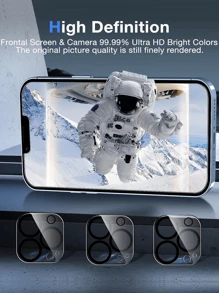 6 In1 Screen Protector [3PCS Phone Front Protective Glass + 3PCS Back Camera Lens Screen Protector] Compatible With IPhone With Camera Lens Protector Ultra HD Screen Tempered Glass 9H Hardness Scratch Resistant Compatible With IPhone 16/16 Plus/16 Pro/16 Pro Max/15/15Pro/15Plus/15Promax/14/13/12/11 Gift For Birthday, Family, Friends Phone Screen Protector, Phone Accessories