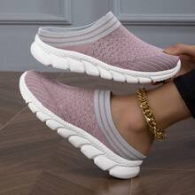 Ciabatte slip-on estive da donna, pantofole leggere e traspiranti senza tallone in rete - Rosa - Visualizzare 2