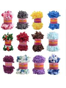 1 件 8 米柔软蓬松线圈纱线，100 克，适合 DIY 手工编织玩偶、包包、毛衣、毯子等。 - 彩色 - 查看 2